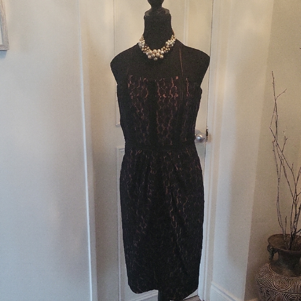 Carmen Marc Valvo Strapless Dress in Black and Beige Undertone